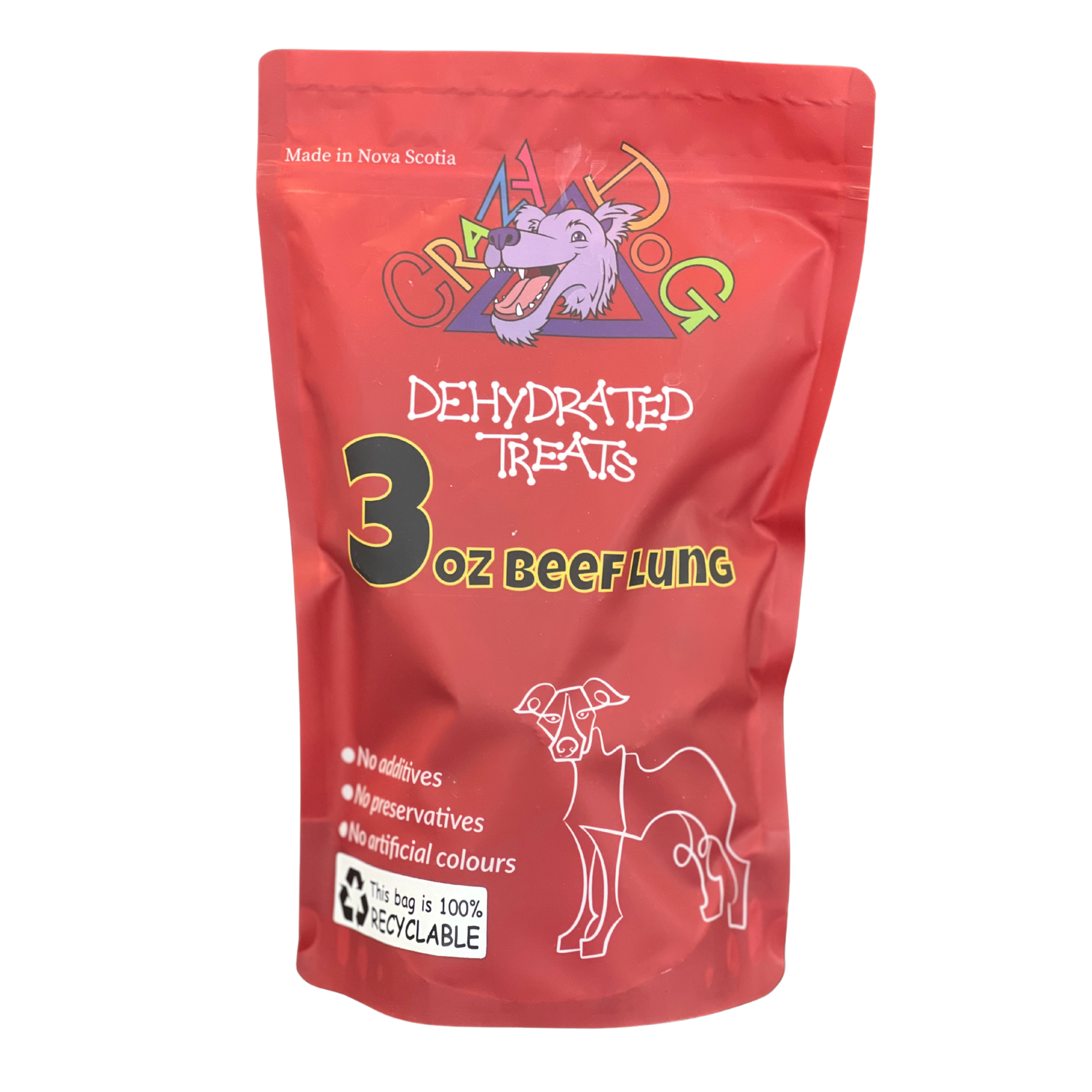 Crazy Dog Dehydrated Treats Beef Lung 3oz