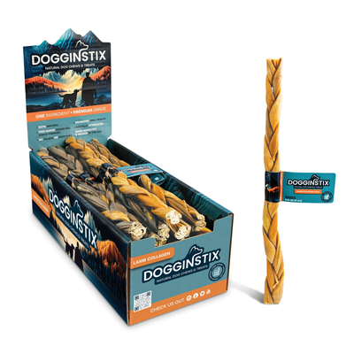 DOGGINSTIX Braided Lamb Collagen Natural Dog Chews 12&quot;