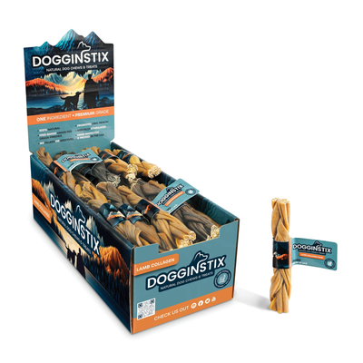 DOGGINSTIX Braided Lamb Collagen Natural Dog Chews 6&quot;