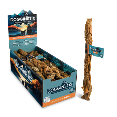 DOGGINSTIX Braided Beef Tripe Natural Dog Chews 12&quot;