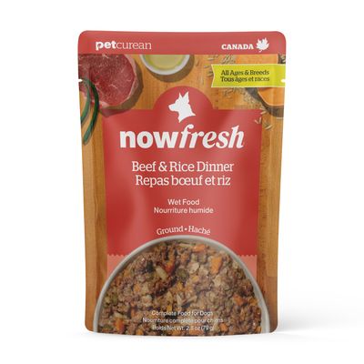 Now Fresh Ground Beef &amp; Rice Wet Dog Food with Grains 2.8oz