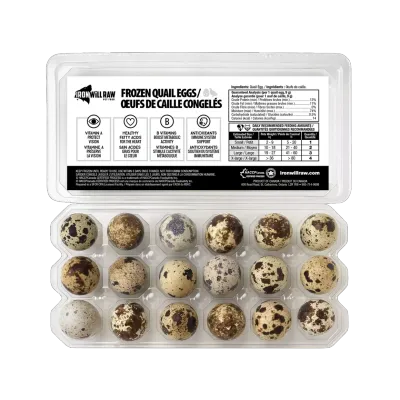 Iron Will Raw Quail Eggs Frozen All Natural &amp; Farm Fresh for Dogs &amp; Cats 18pck