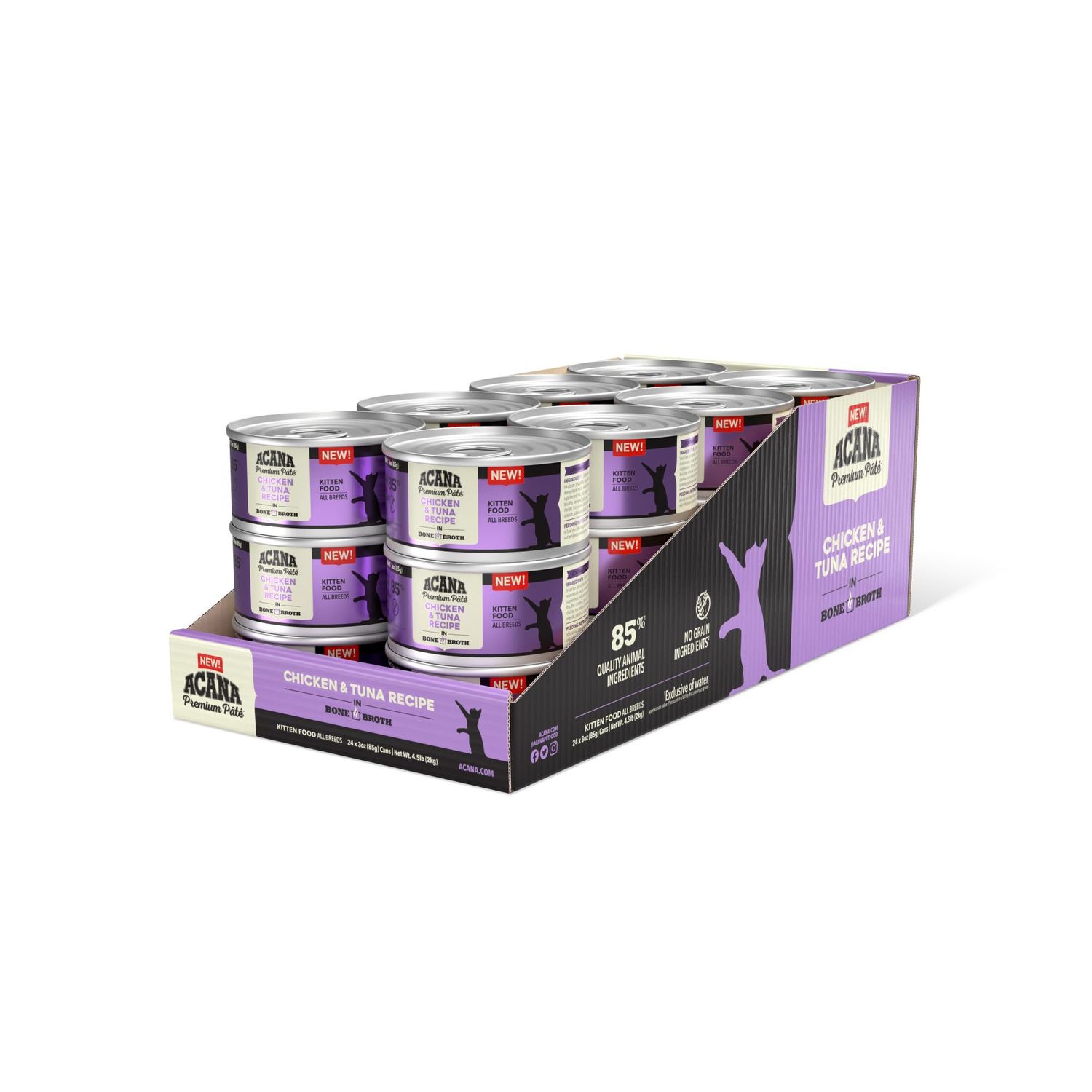 Acana Premium Pate Chicken &amp; Tuna Recipe in Bone Broth Kitten 24x3oz