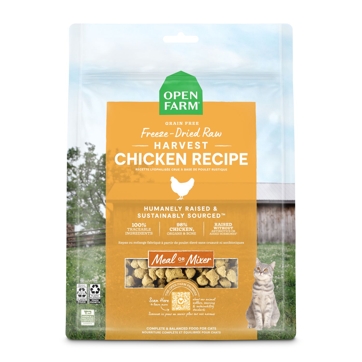 Open Farm Freeze-Dried Raw Morsels Harvest Chicken Recipe Cat Food 3.5oz