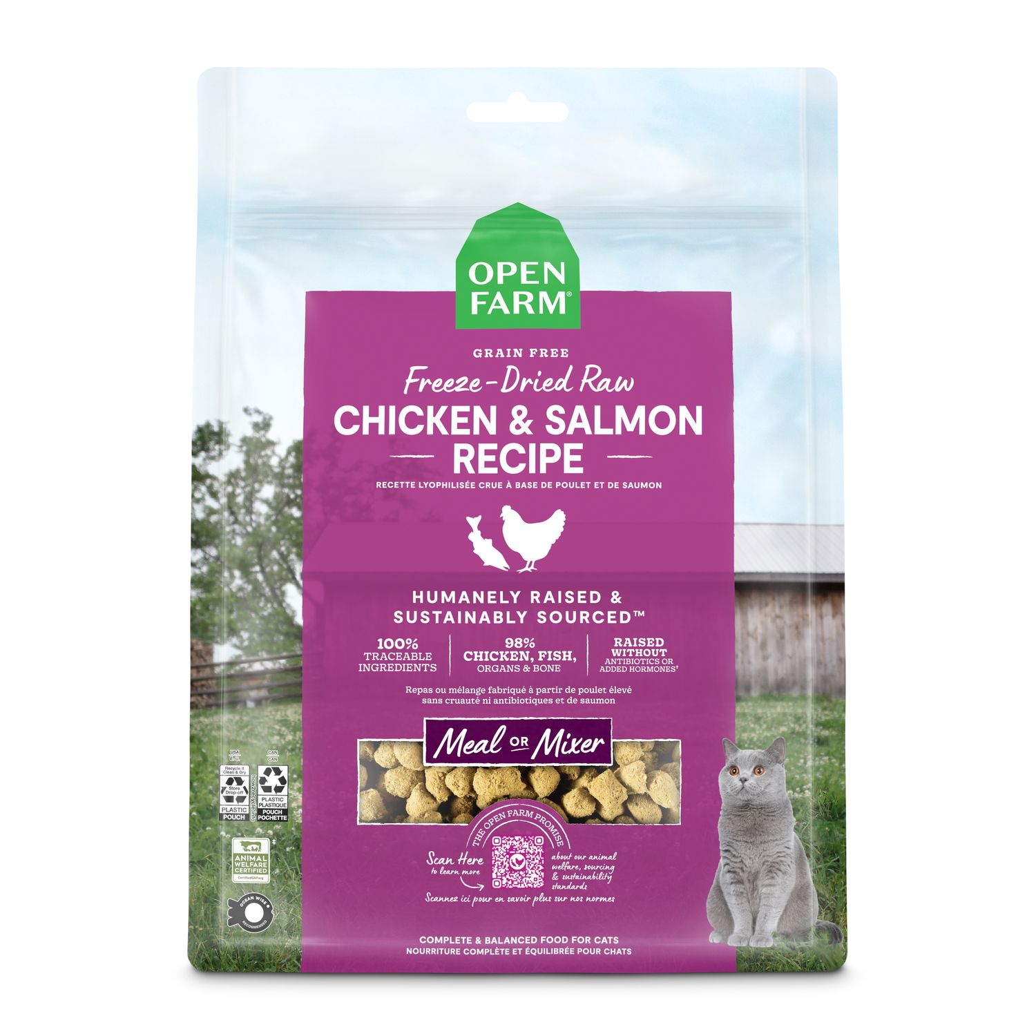 Open Farm Freeze-Dried Raw Morsels Chicken &amp; Salmon Recipe Cat Food 3.5oz