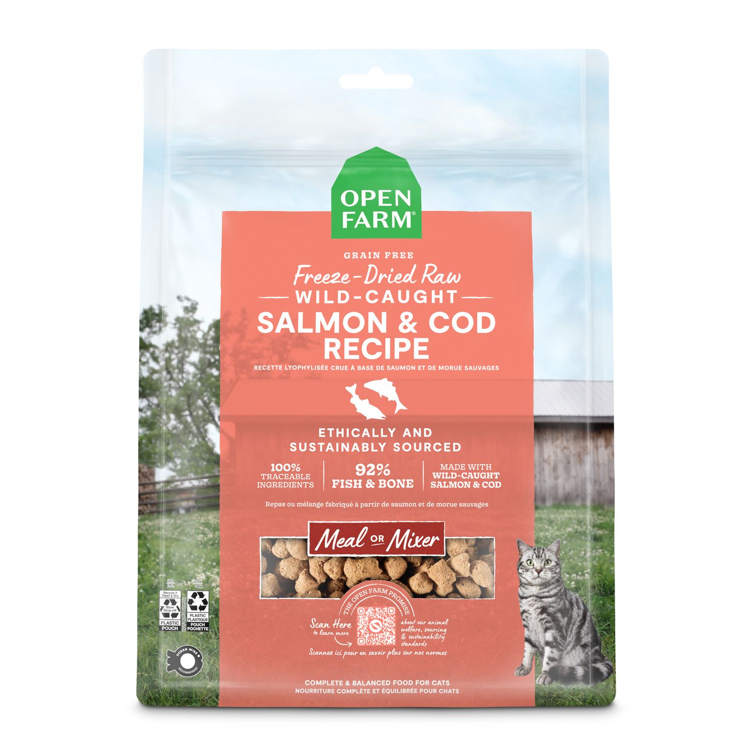 Open Farm Freeze-Dried Raw Morsels Salmon &amp; Cod Recipe Cat Food 3.5oz