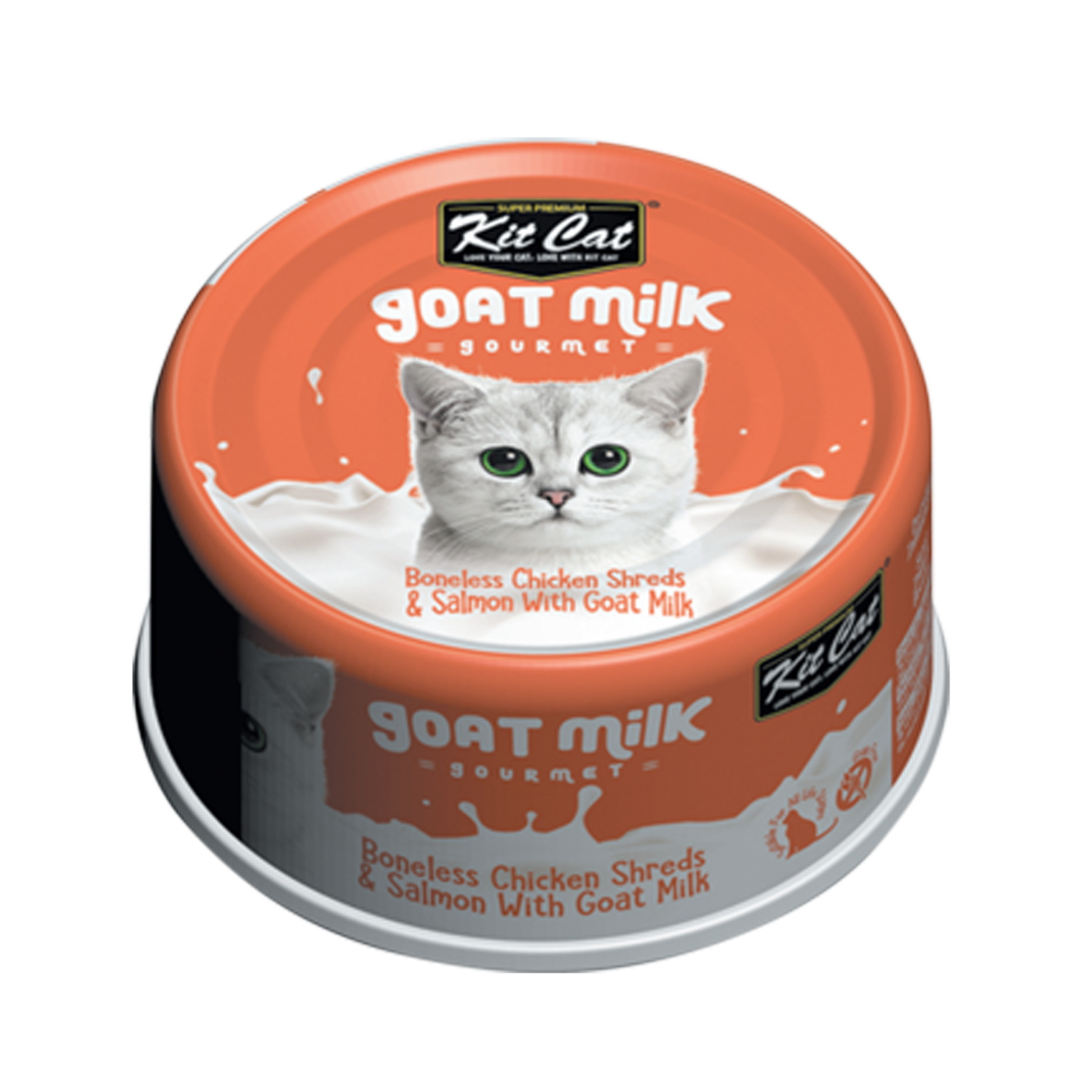 Kit Cat goat milk gourmet Boneless Chicken Shreds &amp; Salmon with Goat Milk Wet Cat Food 70g