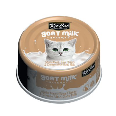 Kit Cat goat milk gourmet White Meat Tuna Flakes &amp; Cheese with Goat Milk Wet Cat Food 70gm