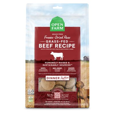 Open Farm Freeze-Dried Raw Patties Grass-Fed Beef Recipe Dog Food