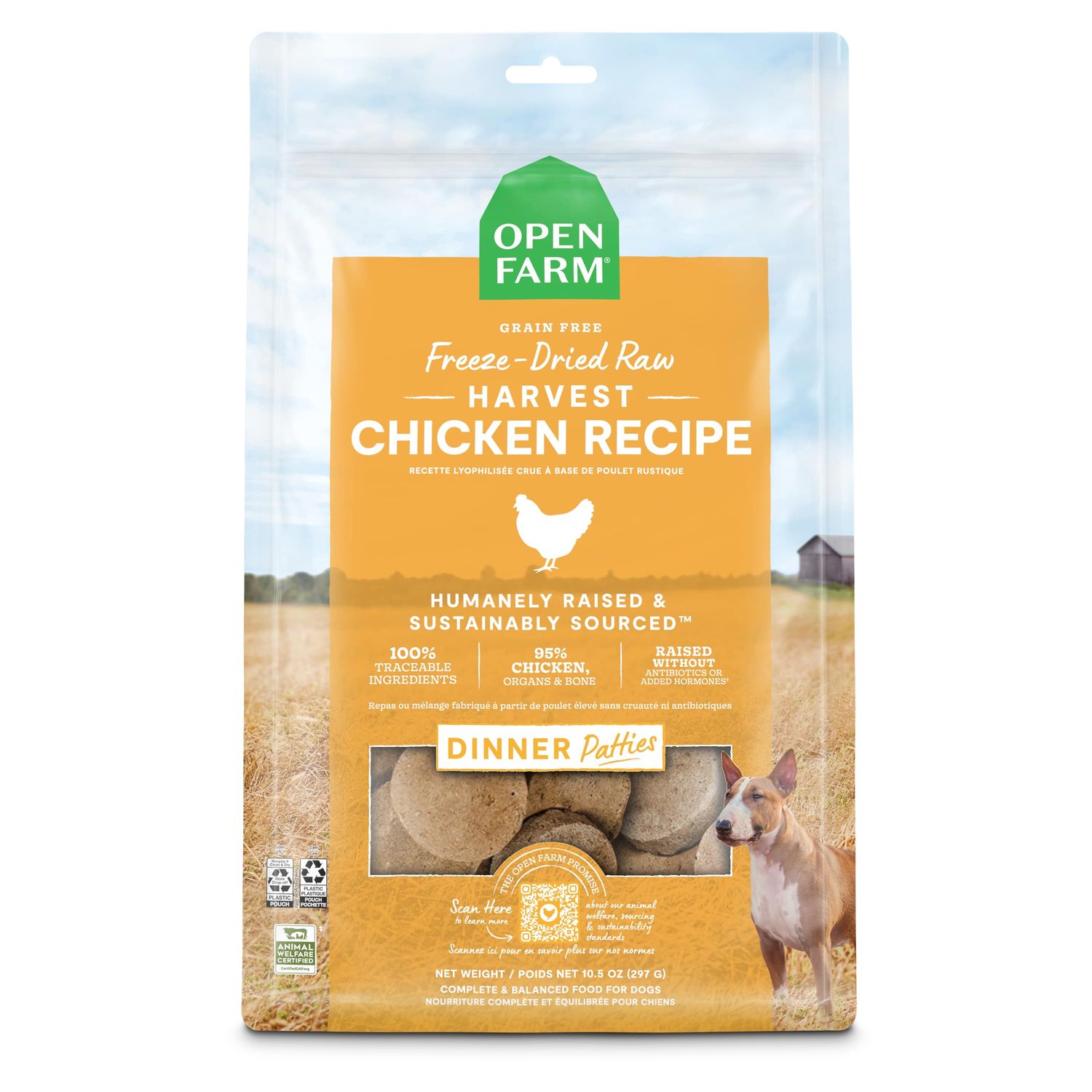 Open Farm Freeze-Dried Raw Patties Harvest Chicken Recipe Dog Food
