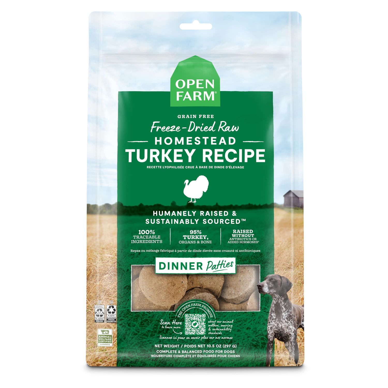 Open Farm Freeze-Dried Raw Patties Homestead Turkey Recipe Dog Food