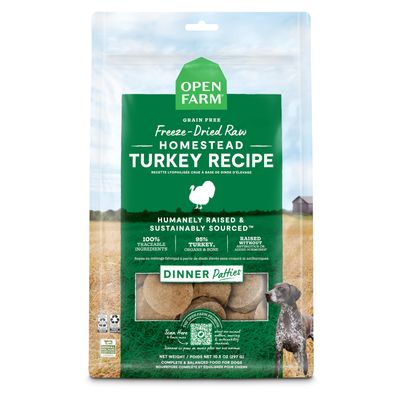 Open Farm Freeze-Dried Raw Patties Homestead Turkey Recipe Dog Food