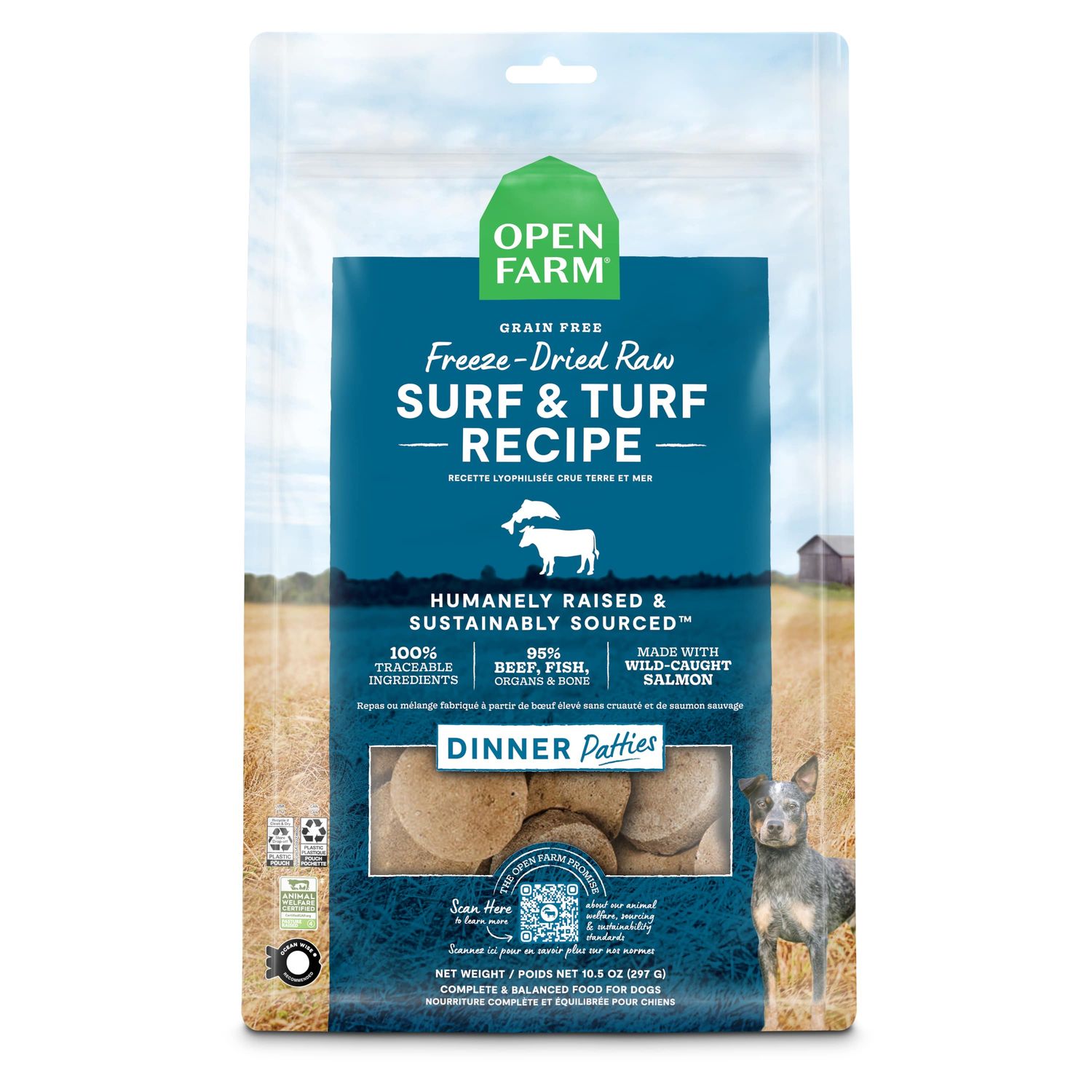 Open Farm Freeze-Dried Raw Patties Surf &amp; Turf Recipe Dog Food
