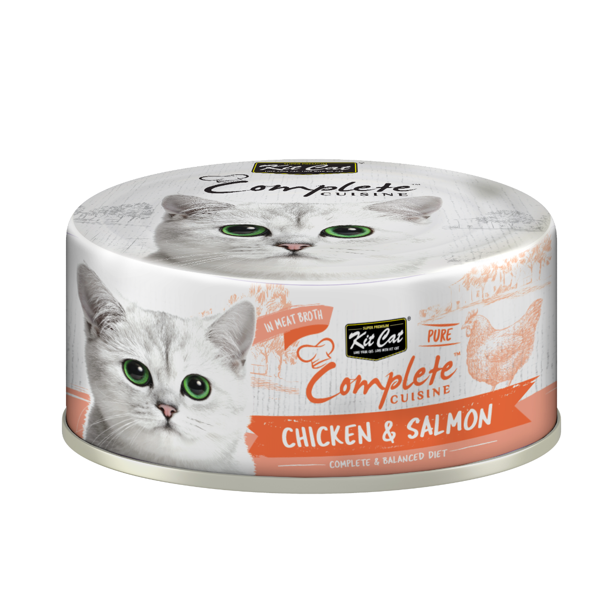 Kit Cat Complete Cuisine Pure Chicken &amp; Salmon in Broth Wet Cat Food 70gm