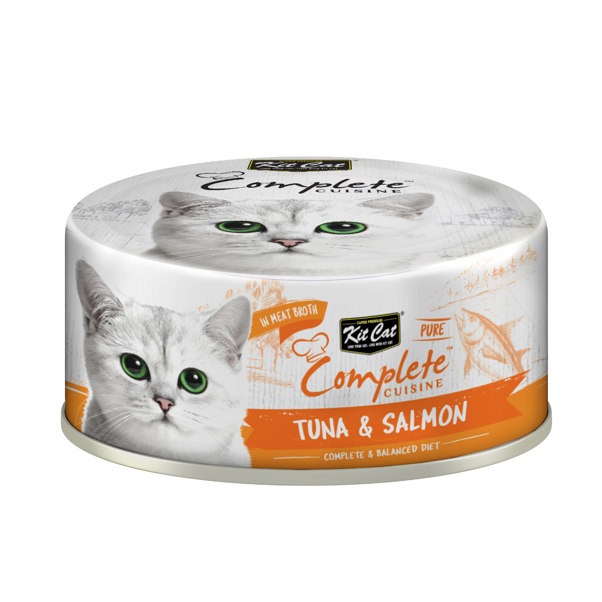 Kit Cat Complete Cuisine Pure Tuna &amp; Salmon in Broth Wet Cat Food 70gm