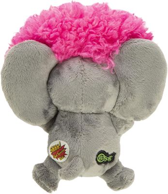 goDog Silent Squeak Crazy Hairs Elephant Large Dog Toy