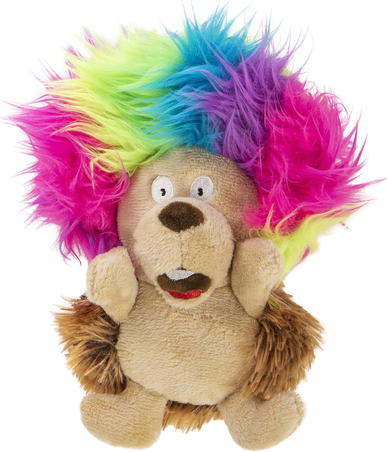 goDog Silent Squeak Crazy Hairs Hedgehog Large Dog Toy