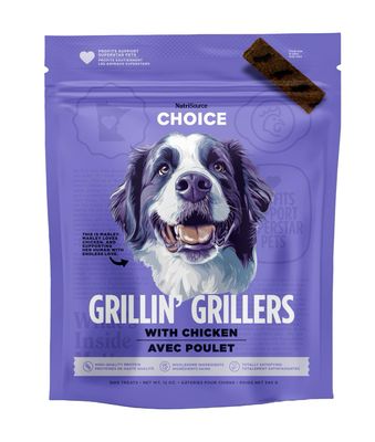 NutriSource Choice Grillin&#39; Grillers with Chicken Dog Treat 12oz