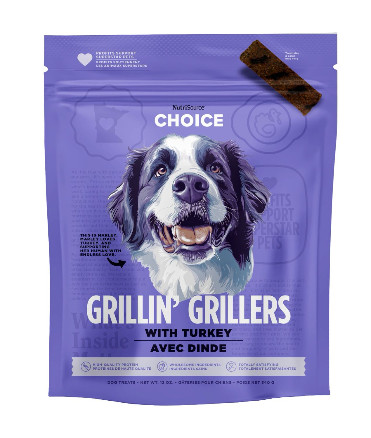 NutriSource Choice Grillin&#39; Grillers with Turkey Dog Treat 12oz