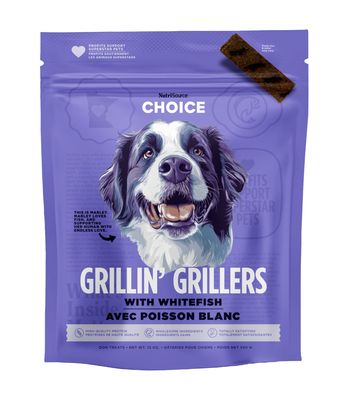 NutriSource Choice Grillin&#39; Grillers with Whitefish Dog Treat 12oz