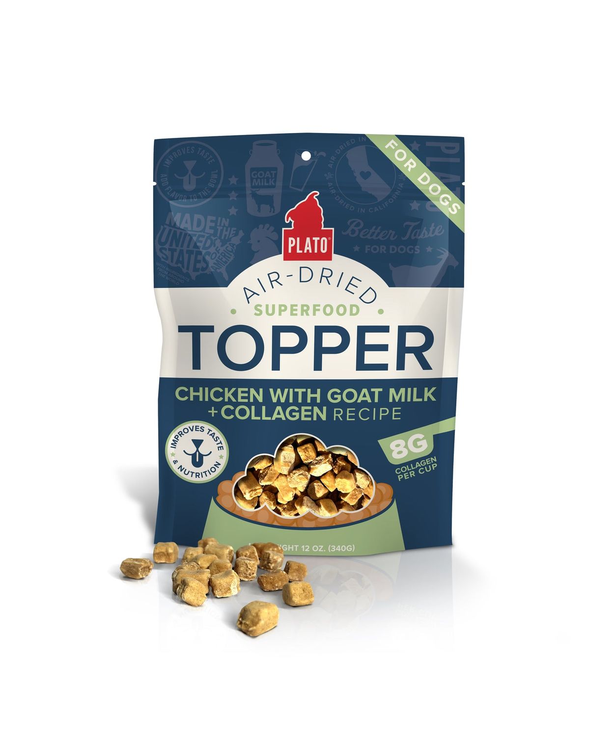 Plato Pet Treats Food Topper Chicken with Goat Milk &amp; Collagen 156g