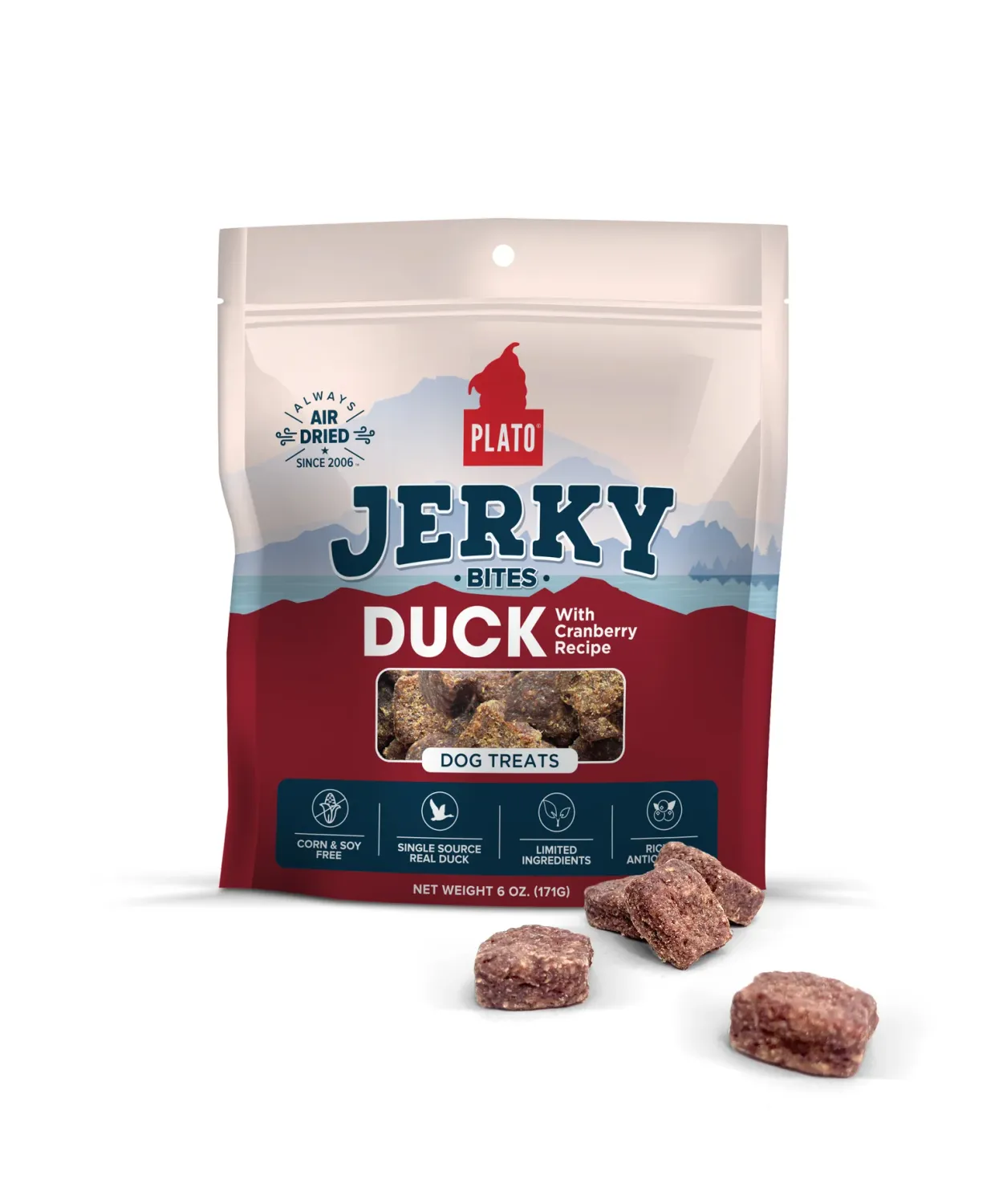 Plato Pet Treats Jerky Bites Duck with Cranberry 170g