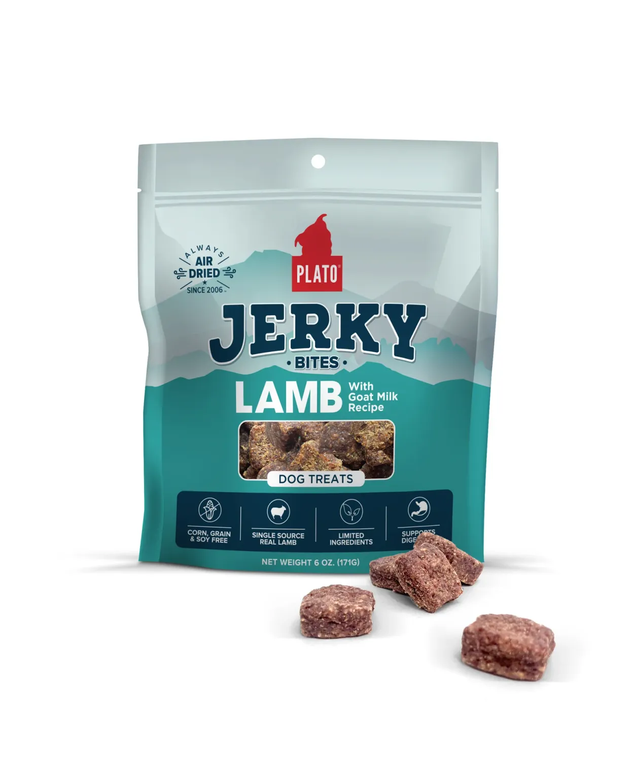 Plato Pet Treats Jerky Bites Lamb with Goat Milk 170g