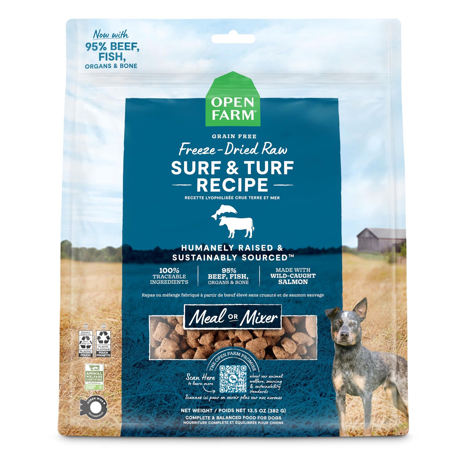 Open Farm Freeze-Dried Raw Morsels Surf &amp; Turf Recipe Dog Food 13.5oz