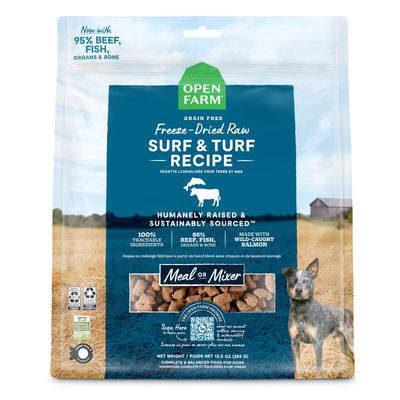 Open Farm Freeze-Dried Raw Morsels Surf &amp; Turf Recipe Dog Food 13.5oz