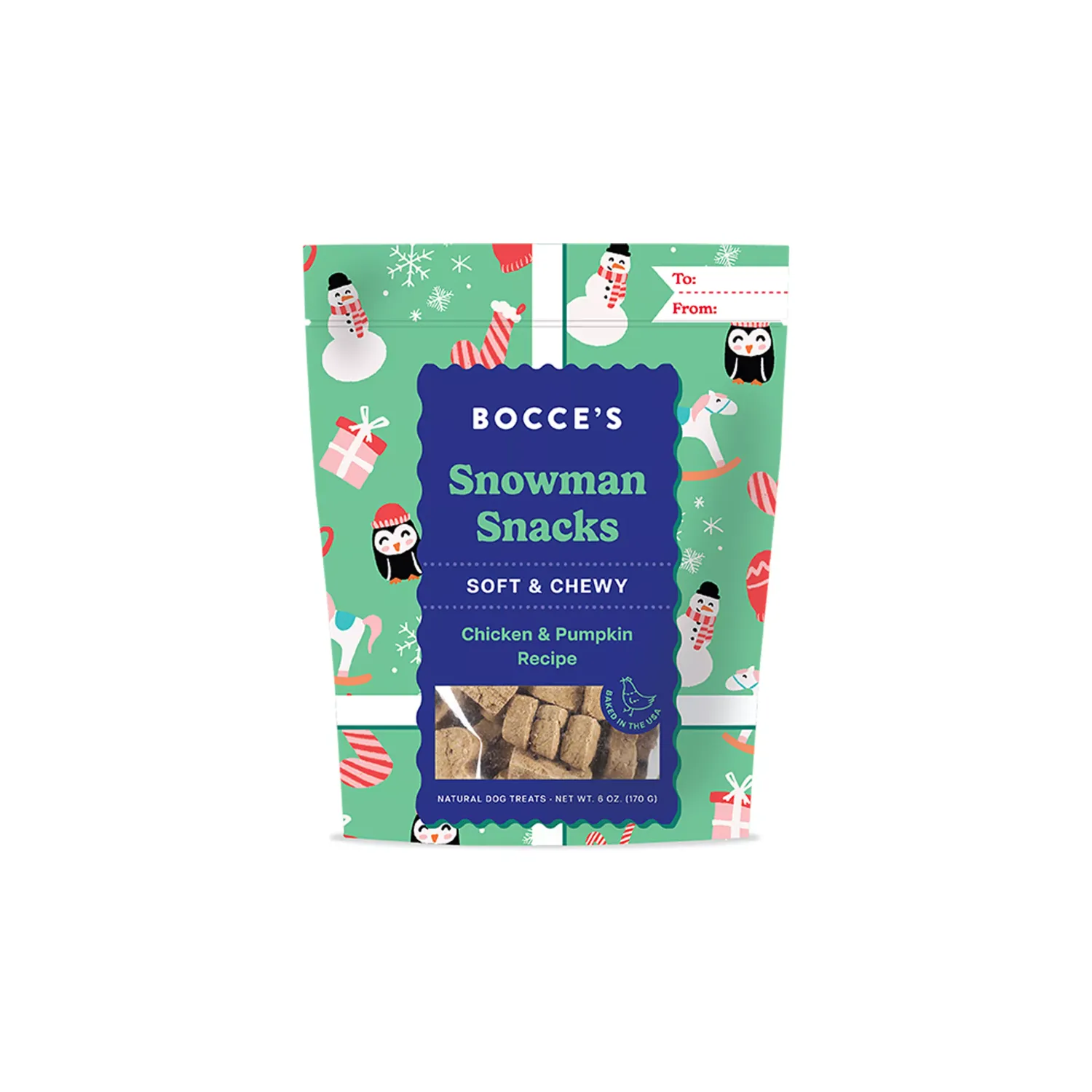 Bocce&#39;s Snowman Snack Soft and Chewy Dog Treats 6oz