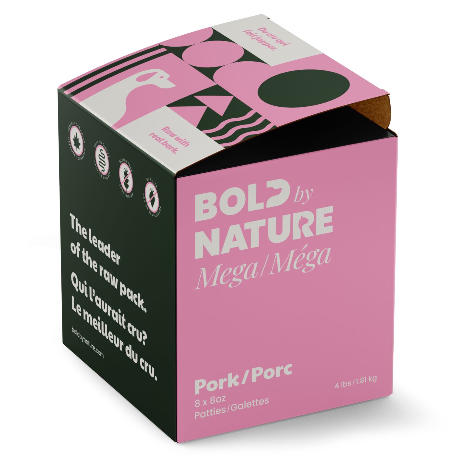 Bold by Nature Mega Pork Frozen Dog Food 4 lb