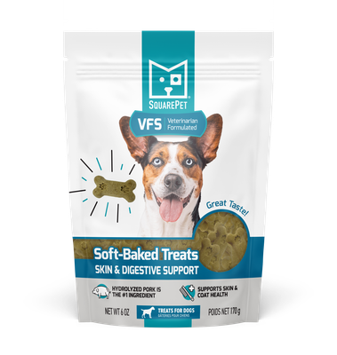 Square Pet VFS Skin &amp; Digestive Support, Hydrolyzed Pork, Soft-Baked Dog Treats 170g