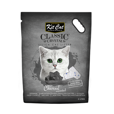 Kit Cat Classic Crystal Charcoal Clumping Silica Cat Litter Unscented  2.1kg