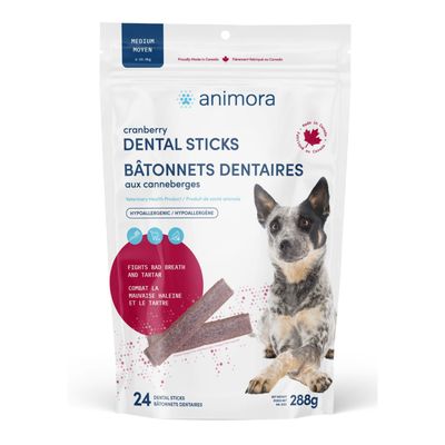 Animora Cranberry Dental Sticks For Medium Dog 24pk