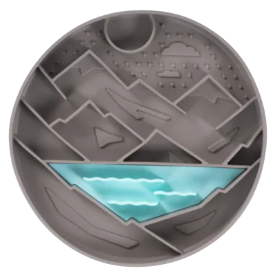 Messy Mutts Silicone Interactive Slow Feeding Bowl - Mountain Grey 8"