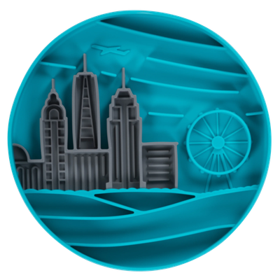 Messy Mutts Silicone Interactive Slow Feeding Bowl - City Blue 8"