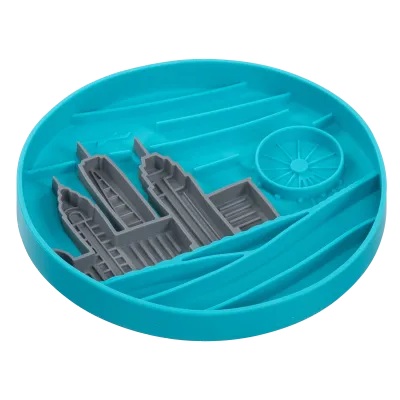 Messy Mutts Silicone Interactive Slow Feeding Bowl - City Blue 8"