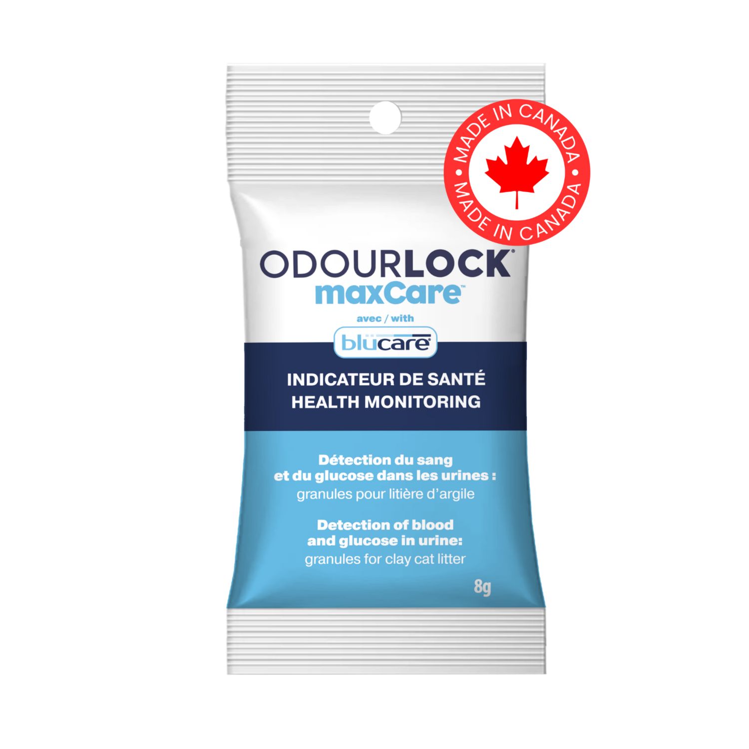 OdourLock maxCare Granules with health indicators for litter