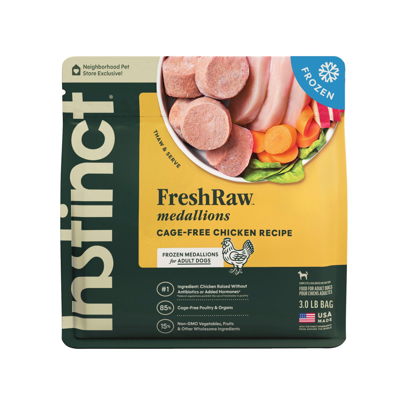 Instinct FreshRaw Medallions Cage-Free Chicken Recipe Dog Food 3lb