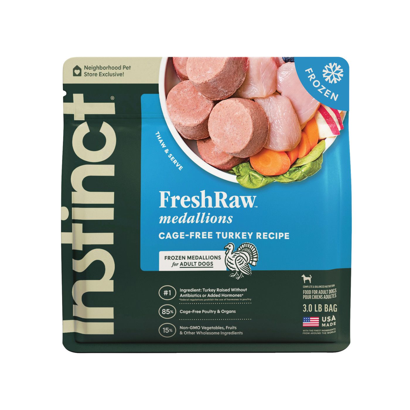Instinct FreshRaw Medallions Cage-Free Turkey Recipe Dog Food 3lb