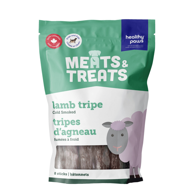 Healthy Paws Meats &amp; Treats - Cold Smoked Tripe Sticks Lamb - 8 Sticks