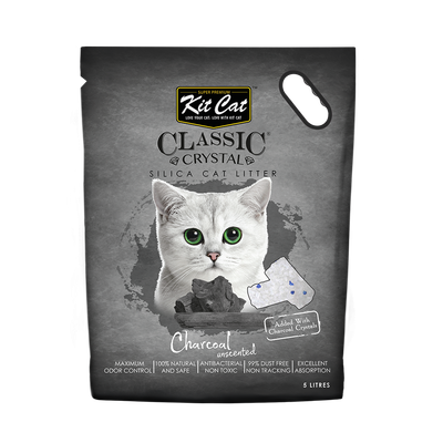 Kit Cat Classic Crystal Charcoal Clumping Silica Cat Litter Unscented  4kg