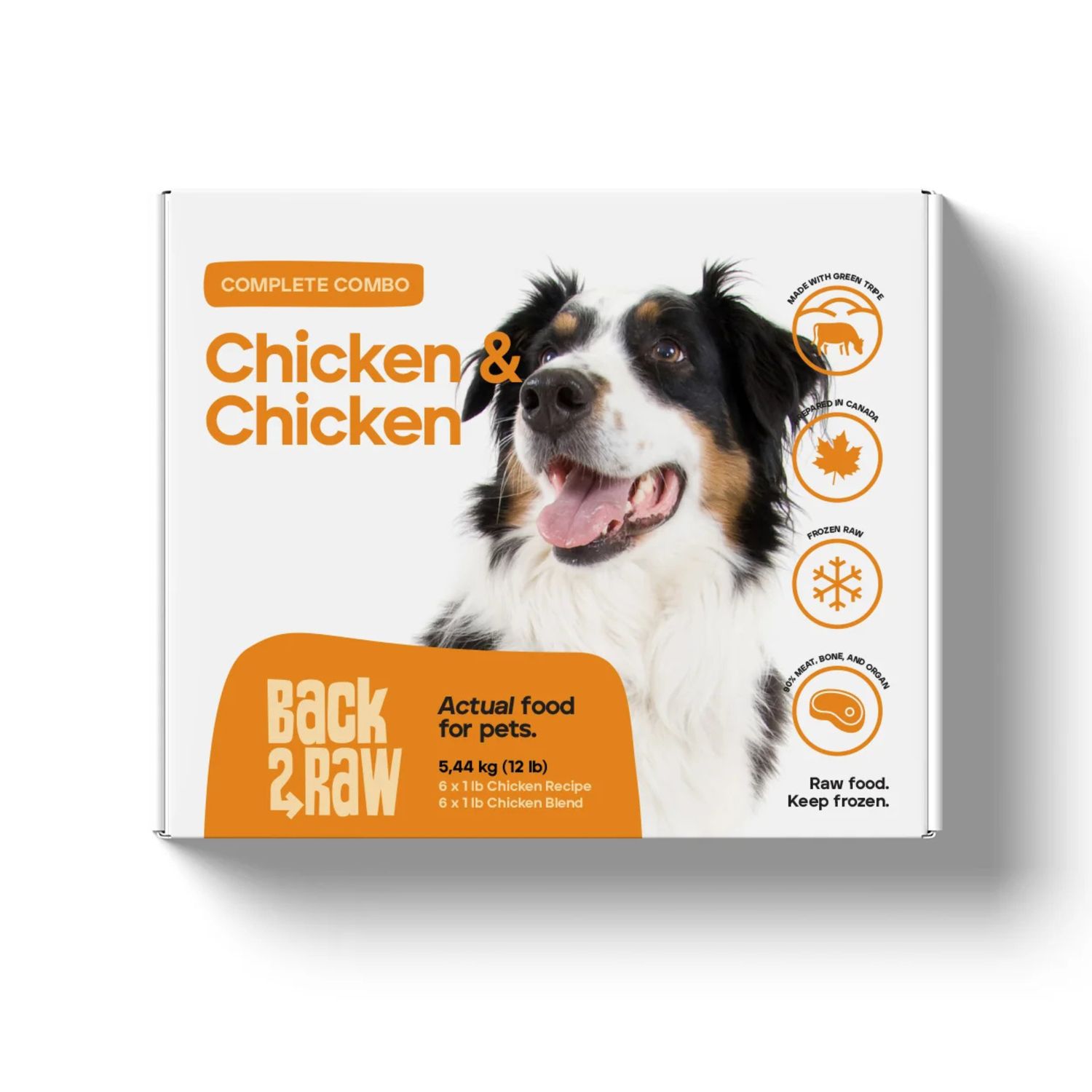 Back2Raw Complete Chicken Recipe &amp; Chicken Blend Frozen Raw Dog Food 12lb