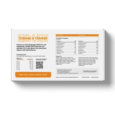 Back2Raw Complete Chicken Recipe & Chicken Blend Frozen Raw Dog Food 12lb