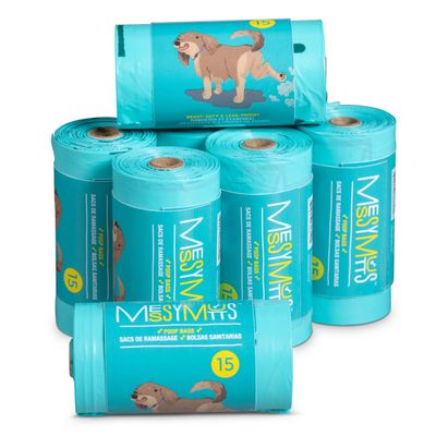 Messy Mutts Advanced BioRecycle™ Dog Poop Bags, Refill Roll, 15 Bag Count