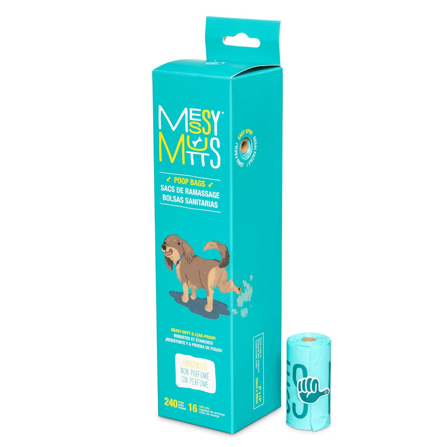 Messy Mutts Advanced BioRecycle™ Dog Poop Bags - 8 Refill Rolls, 120 Bag Count