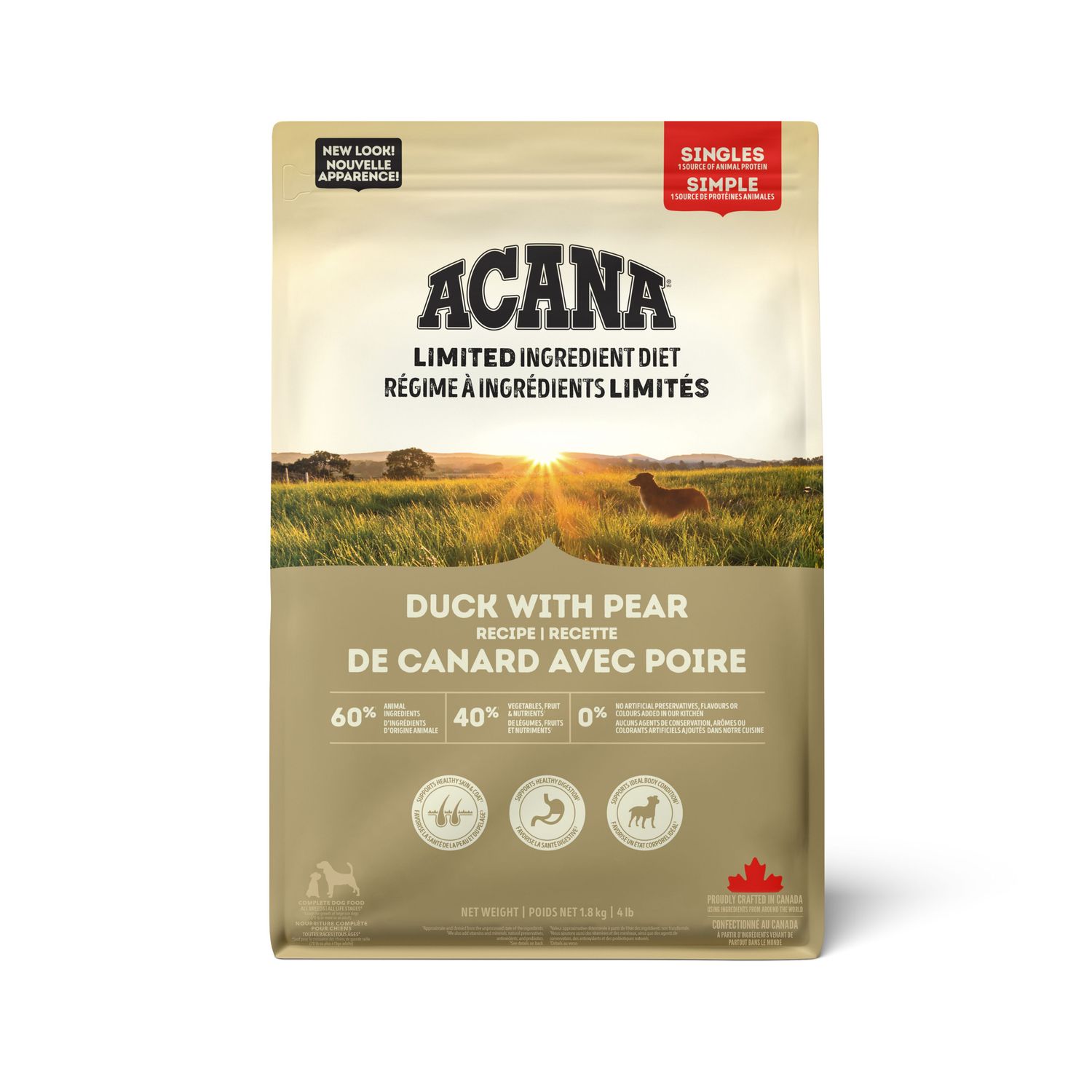 Acana Singles Duck with Pear Recipe Dog Food, Size: 4 lb