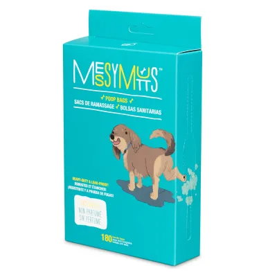 Messy Mutts Advanced BioRecycle™ Poop Bags, Easy to Tie Up Handles, 180 Bag Count
