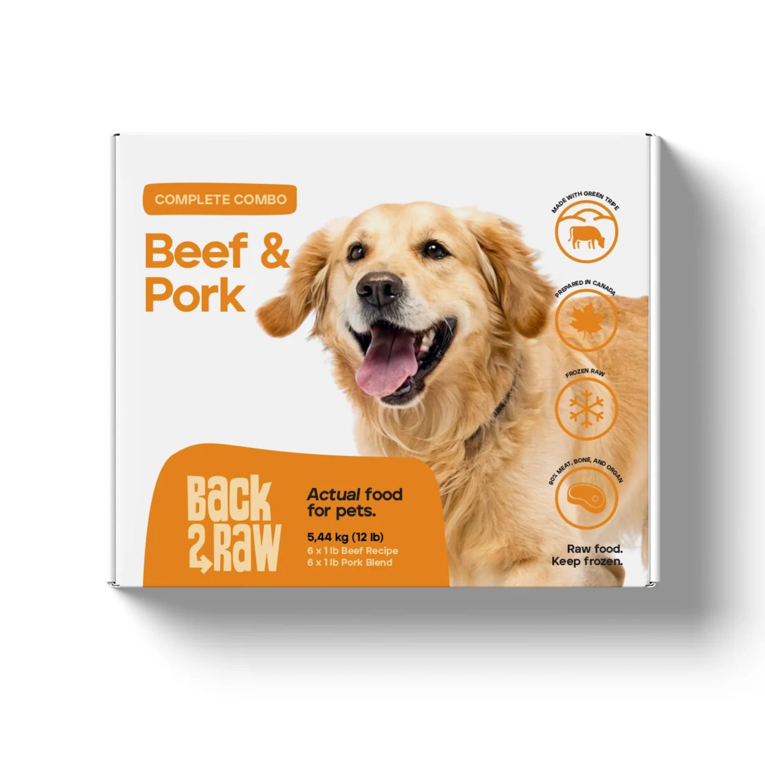 Back2Raw Complete Beef Recipe &amp; Pork Blend Frozen Ra Dog Food 12lb