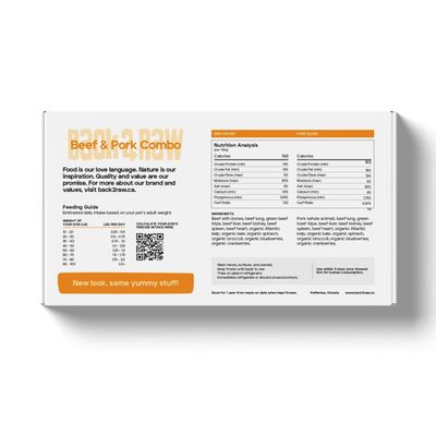 Back2Raw Complete Beef Recipe & Pork Blend Frozen Ra Dog Food 12lb